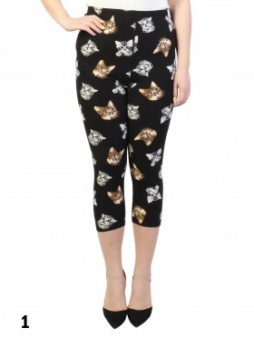 Cat Print Stretch Capri/Legging